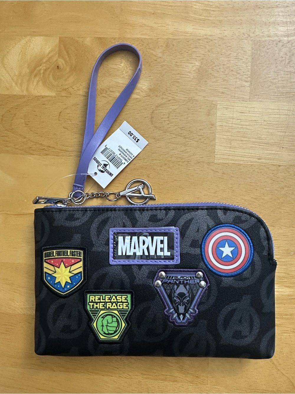 Marvel: Avengers, black wristlet wallet with Avengers patches ***NEW!***
